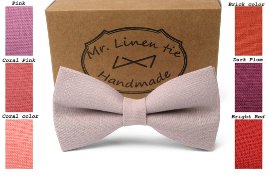Mauve Color Bow Tie, Pink Tie, Noeud Papillon Couleur Mauve, Coral Tie, Suspenders, Cufflinks, Wedding Necktie, Bright Red Tie