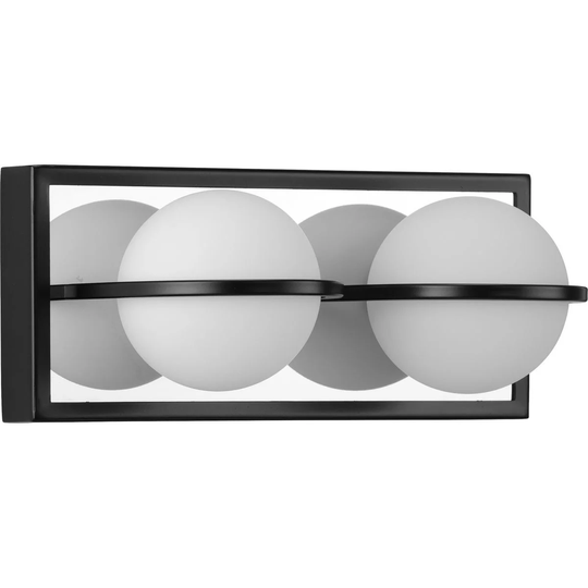 Pearl LED Collection 2-Light Matte Black Opal Glass LED Modern Wall Light