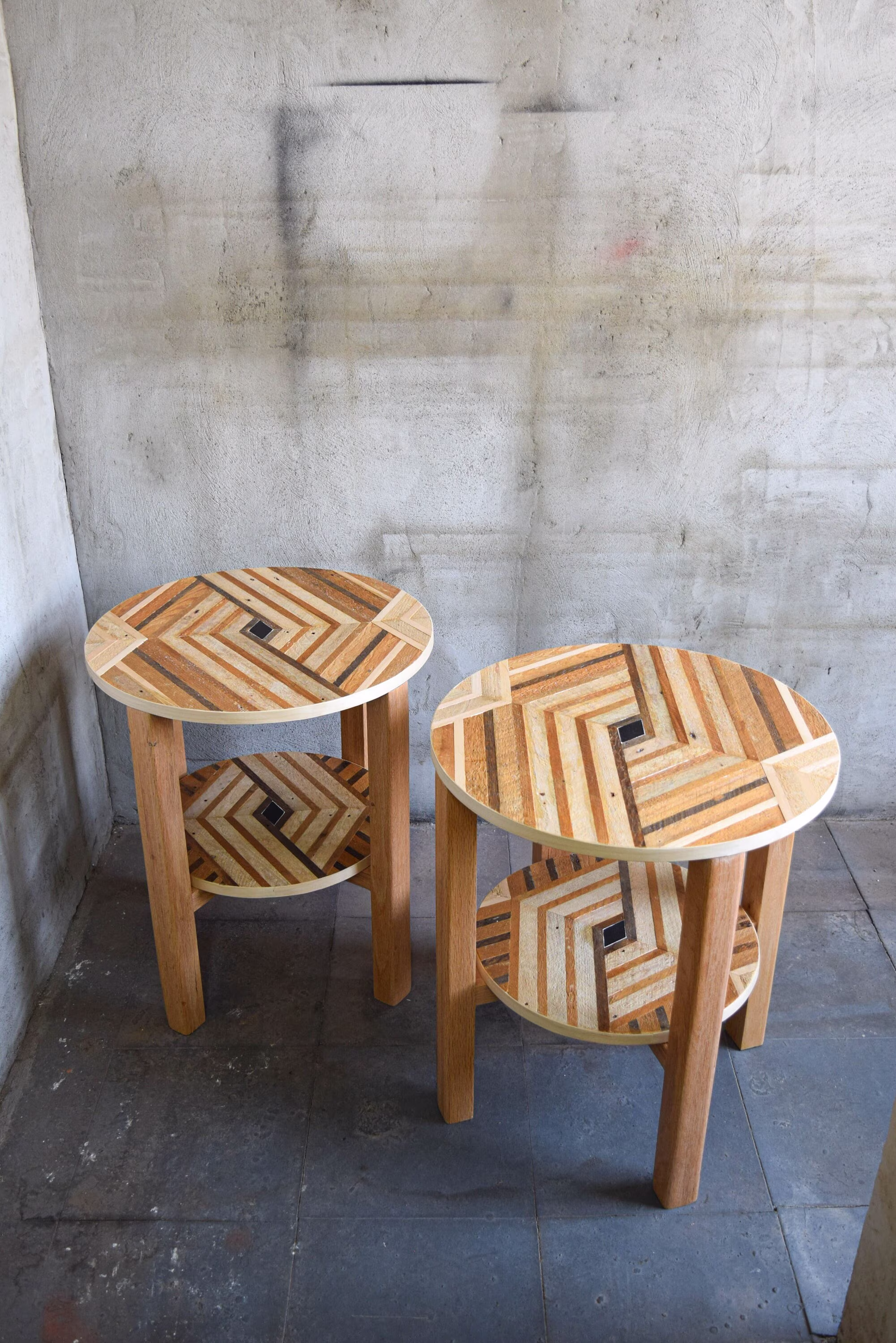 Set Of Custom Reclaimed Wood Side Tables/ End Tables