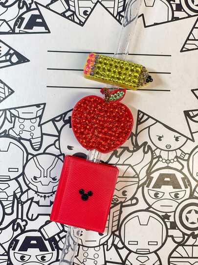 Apple Straw Topper | Pencil Book Teacher Gifts Appreciation Educator Gift