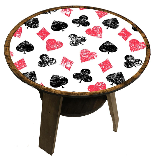 Decorative Poker Side Table | Card Suits Player Gifts Rustic Man Cave Decor