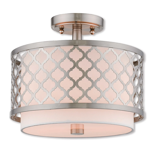 Livex Lighting Arabesque 2 Light Brushed Nickel Indoor Flush Mount - Silver