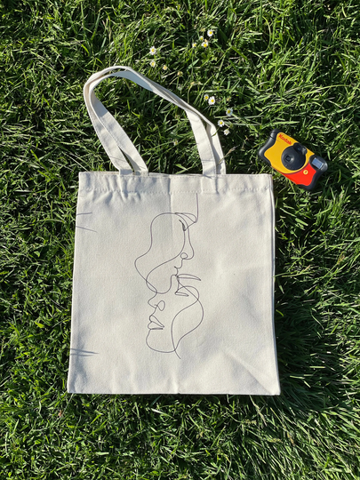 Minimalist Figure Artistic Tote Bag Gift Present Hand-Drawn Face Faces Lines Aesthetic Vintage Cotton Canvas Tote Shoulder Bag Handbag Beach