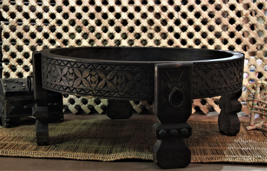 Unique Coffee Table. Carved Coffee Table, Foldable Table, Round Wooden Moraccan Moroccan Bedding, End Tea Table