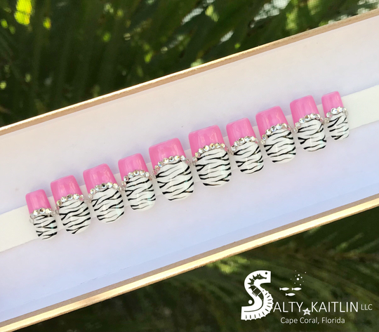 You Were Born To Stand Out Zebra Print Gel Press On Nails