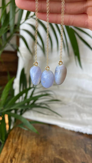 Blue Lace Agate Crystal Necklace