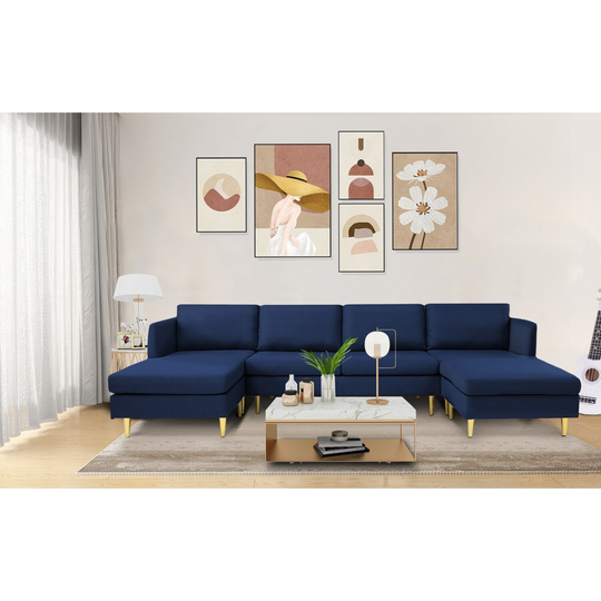 Modern U-shape Convertible Polyester Sectional Sofa