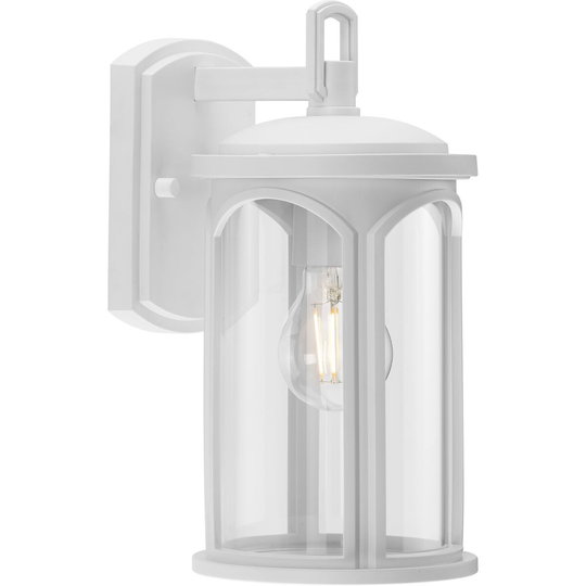 Gables Collection One-Light White Outdoor Wall Lantern with DURASHIELD - 5.875 in x 6.875 in x 11.75 in