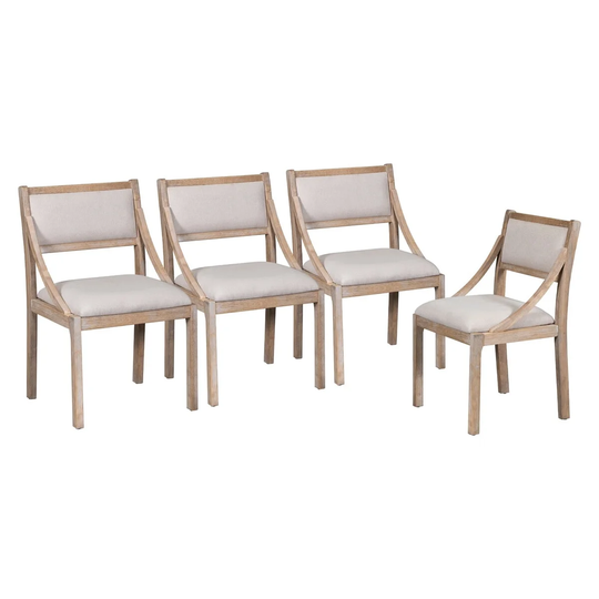 Merax Retro Upholstered Dining Chairs with Solid Wood Legs
