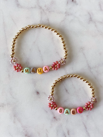 Mama Mini Bracelet Set, Daisy Matching Bracelet, Mother & Daughter For Mother's Day