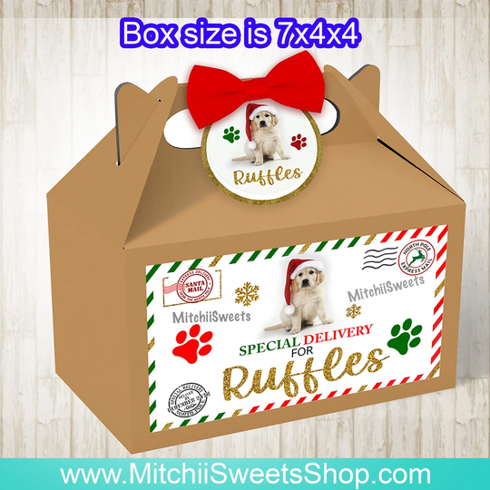 Personalized Christmas Dog Treat Box - Eve Custom Box - Gift Box-Dogs - Gable Favor Box
