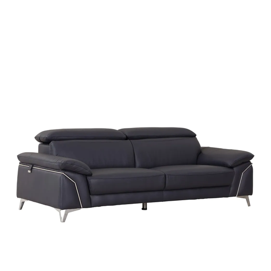 Contemporary Top Grain Leather Upholstered Living Room Sofa