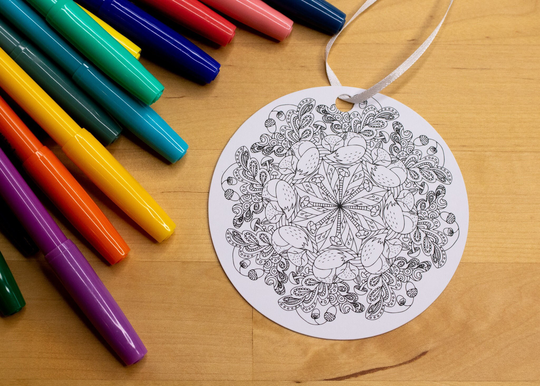 Fox Mandala Coloring Christmas Tree Ornament Holiday Stocking Stuffer Adult Kids Project Color Relaxation Diy Meditation Wildlife Outdoors