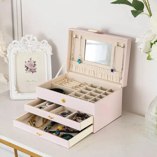 Bangles Bracelets Multi-Layer Jewelry Organizer Earrings Pendant Drawer Storage Box Watch Necklace Makeup Case | Gift For Her Girl Mother