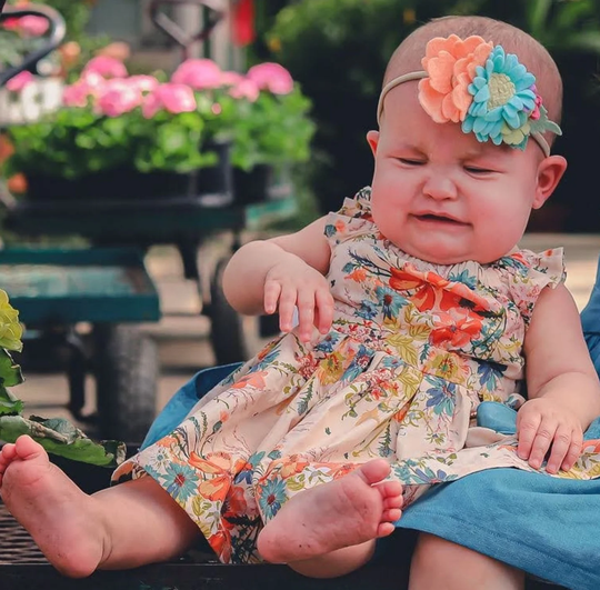 Baby Floral Dress, Peasant Style Little Girl Flutter Sleeve Dress
