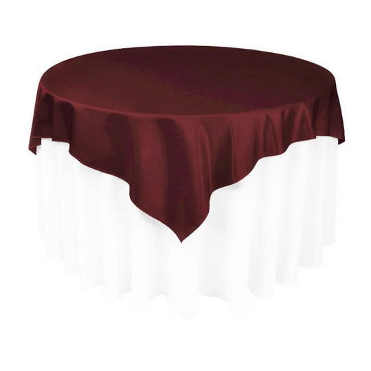 Burgundy Satin Table Overlay 58''x58''