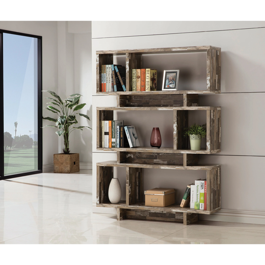 3-Tier Geometric Bookcase Salvaged Cabin