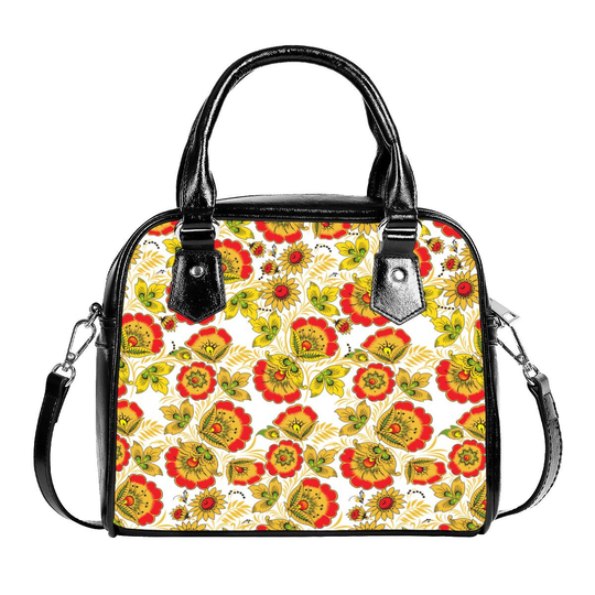 Japanese Art Handbag With Single Shoulder Strap, Pu Vegan Leather Lined Purse, Floral Bag, Boho Bohemian Purse