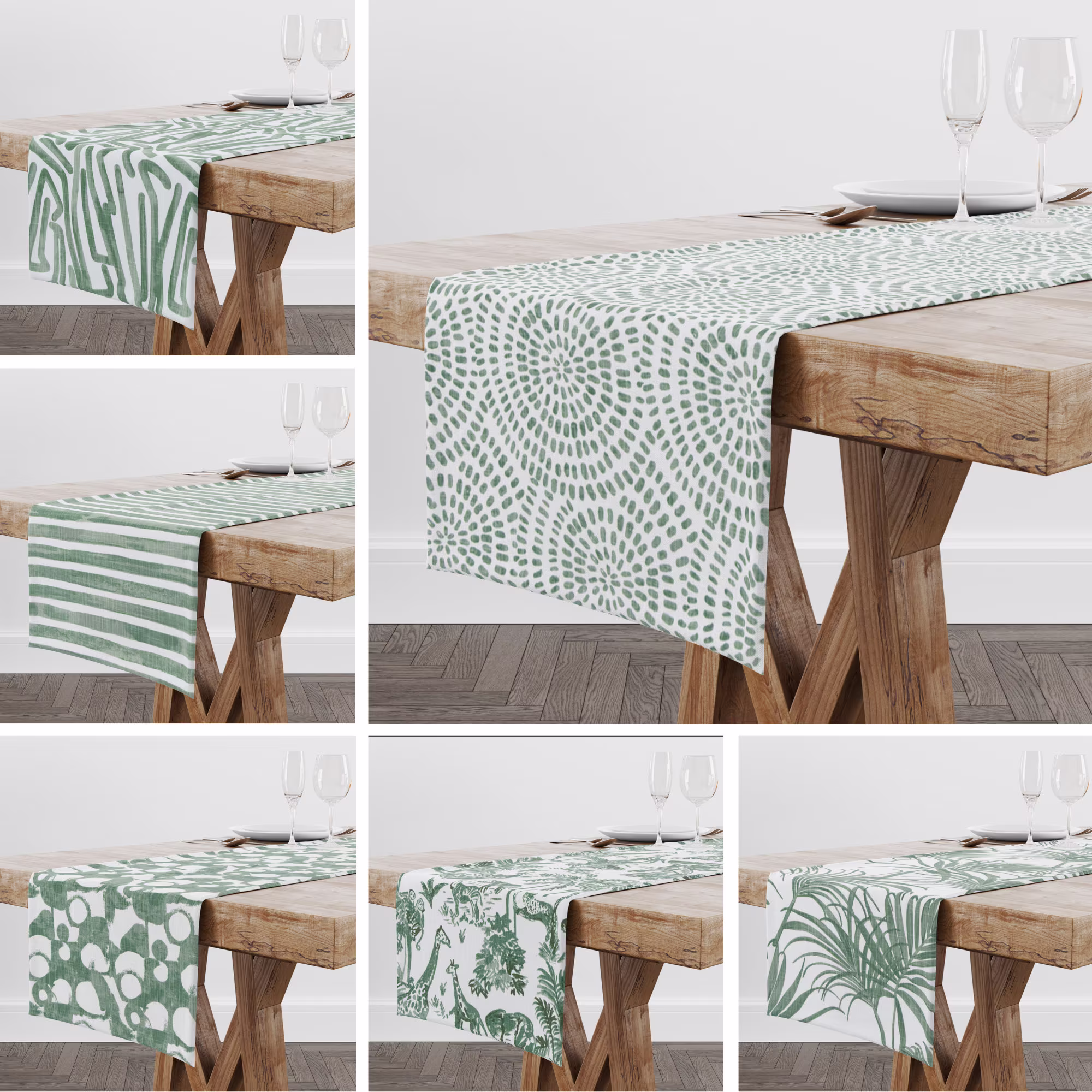 Green Table Runner For Dining Room & Kitchen Table, Centerpiece Farmhouse Decor, Event Decor Wedding Reception & Baby Shower
