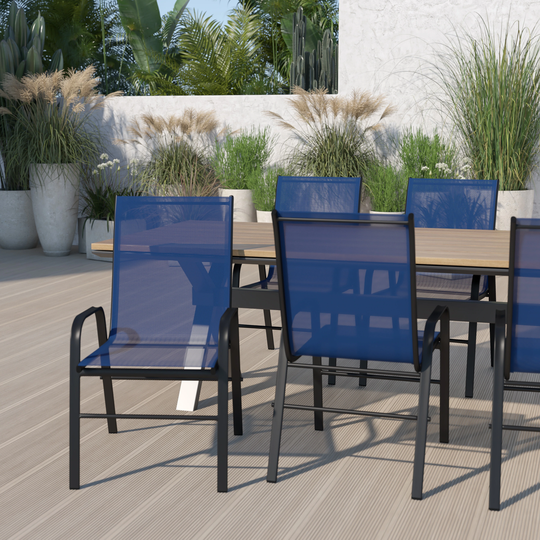 5 Pack Outdoor Stack Chair with Flex Comfort Material - Patio Stack Chair