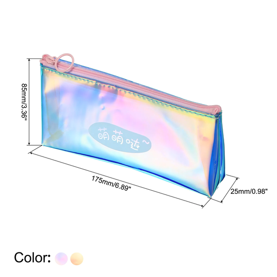 Holographic Pencil Case 2pcs Pen Cosmetic Bag Stationery Organizer