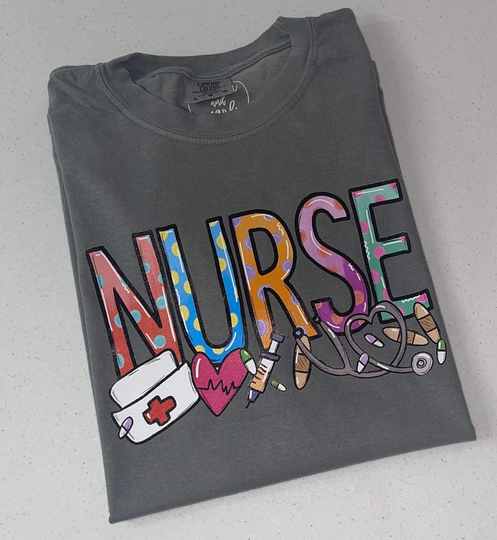 Nurse Shirt - Nursing -Comfort Colors Stethoscope Womens Comfort Colors- Unisex Fit- Short Sleeve