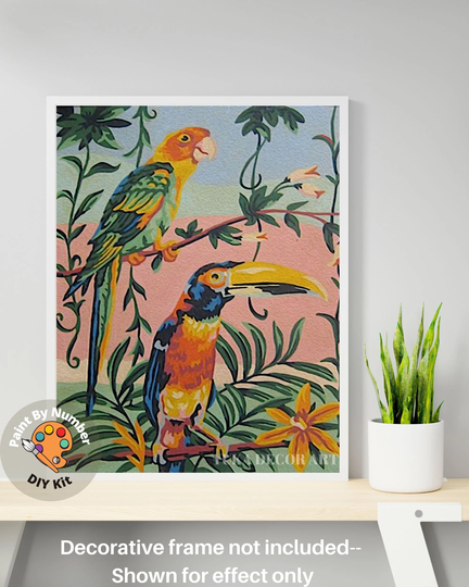 Macaw Parrot Birds Paint By Number Kit | Vintage Style Adult Diy Painting, Easy Beginner Oil Painting, Vintage Home Decor Gift