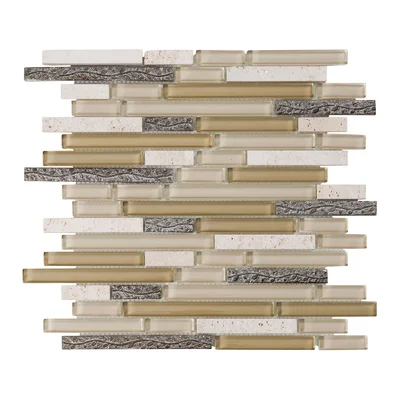 Brown Leaf Decor Insert Natural Stone Glass Mosaic Sheet Tile By Modket