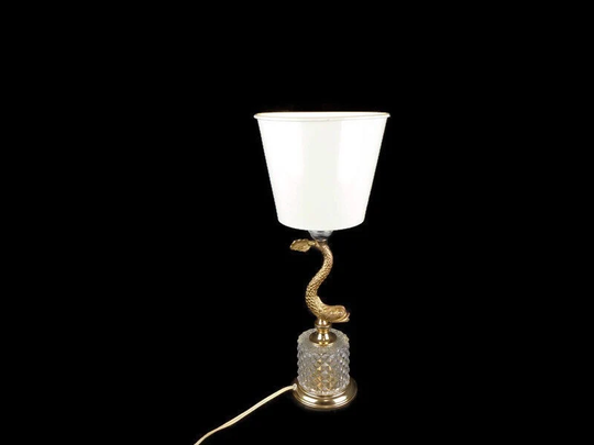 Antique Table Lamp, Fish Shaped Vintage Night Lamp With White Shade