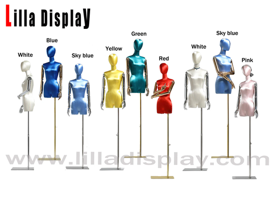Lilladisplay Personalized 9 Colors Adjustable Gold Base Arms Silk Female Dress Form Jojo