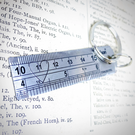 11 Years Traditional Steel Ruler Hand Stamped 11Th Wedding Anniversary Husband Wife Gift Keychain Key Ring. Gift For Him Her. Unique Unusual