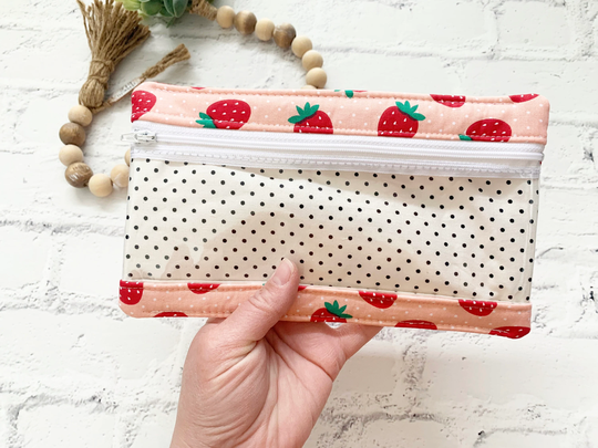Strawberry First Aid Kit Bag, Clear Vinyl Pouch, Teacher Gift, Stationary Supplies, Pouch, Pencil Pouch, Travel Bag, Organized Purse