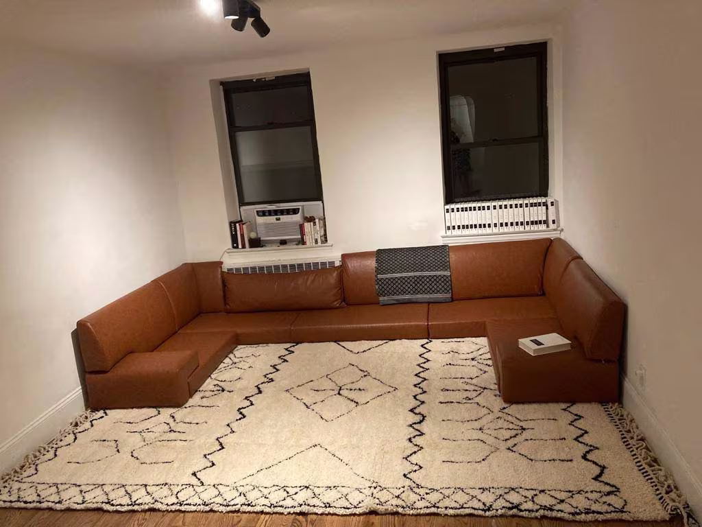 Faux Leather Sofa, Floor Couch Set, Seat, Loveseat, Custom Order Cognac Colour Sofa