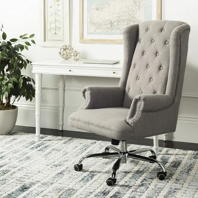 Nemeth Linen Chrome Leg Swivel Office Chair