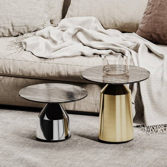 Round Marble Coffee Table, Side White Marble, End Live Edge Large Table