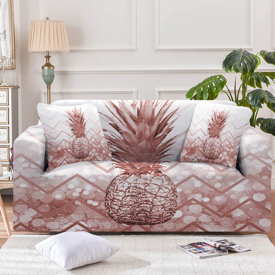 Golden Pineapple Couch Cover Sofa Slipcover Tropical Glamour Armchair Loveseat Oversize Furniture Protector