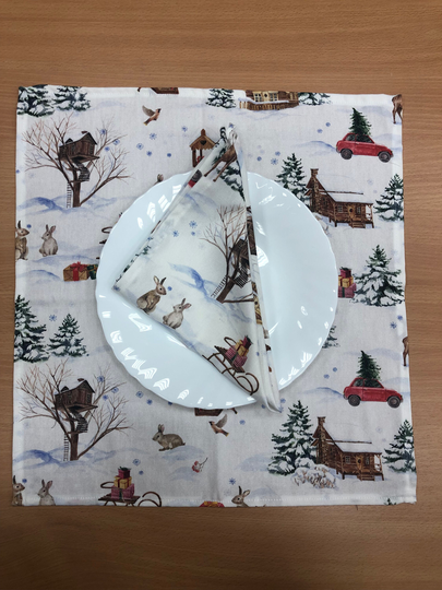 Christmas Cotton Table Napkins, Cloth Napkins, Eco Friendly Napkins Scandinavian Design