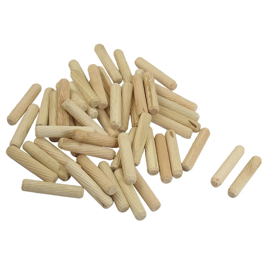 50 Pcs Furniture Slant Line 40mm x 8mm Wood Plug Wooden Dowels Pins - Wood Color