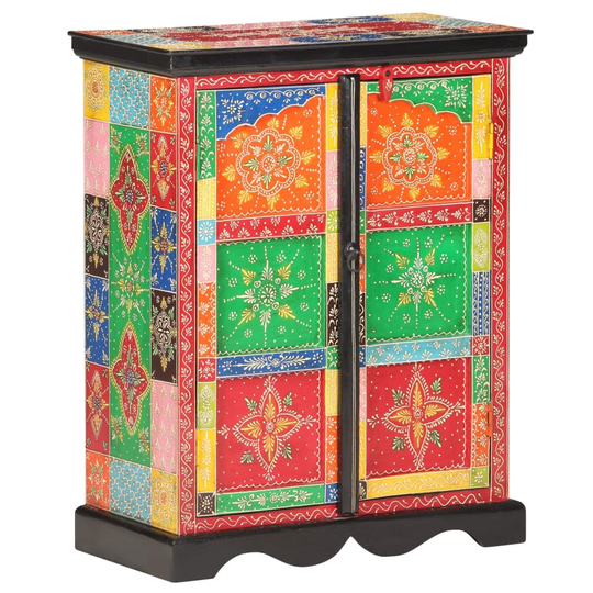 Hand Painted Sideboard 23.6"x11.8"x29.5" Solid Mango Wood