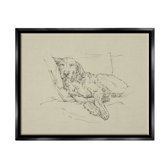 Stupell Industries Peaceful Resting Labrador Dog Pencil Sketch Drawing Floater Frame, Design by Ethan Harper