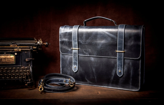 Personalised Real Leather Mens Briefcase Laptop Bag Office Shoulder Messenger Gifts For Him Christmas Gift/Navy