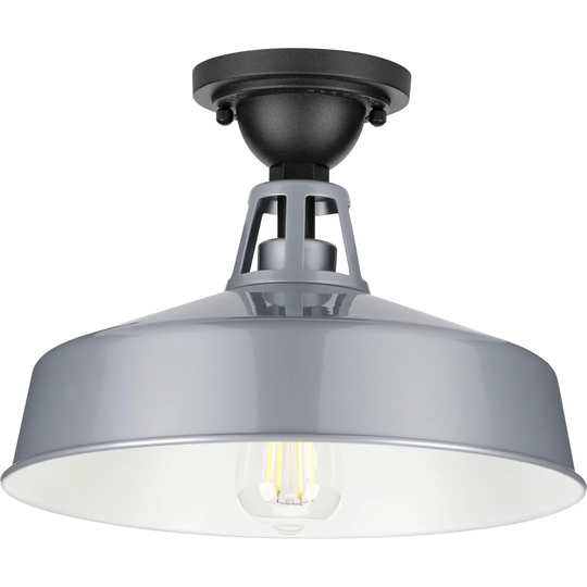 Cedar Springs Collection Metallic Gray One-Light Semi-Flush Mount - 12.870" x 15.600" x 15.600"