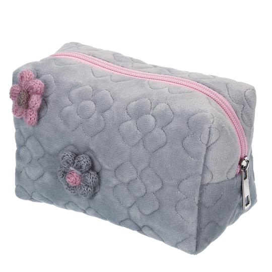 Large Capacity Pencil Case, Pen Pouch Bag Stationery Organizer Flower, Grey