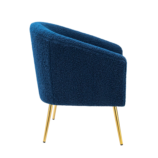 Modern Barrel Chair Padded Seat Arm Chairs with Four Plated Metal Legs for Living Room Bedroom
