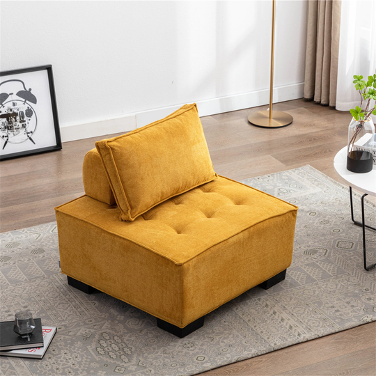 Accent Sofa Couches Living Room Sofa with Solid Wood Legs Yellow