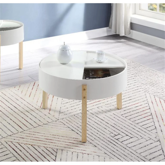 Modern Style Round Coffee Table, Sofa Table With Three Wooden Legs