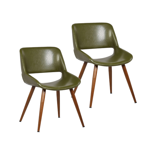 Porthos Home Shane Leisure Dining Chairs Set of 2, PU Leather, Metal Legs with Wood Finish