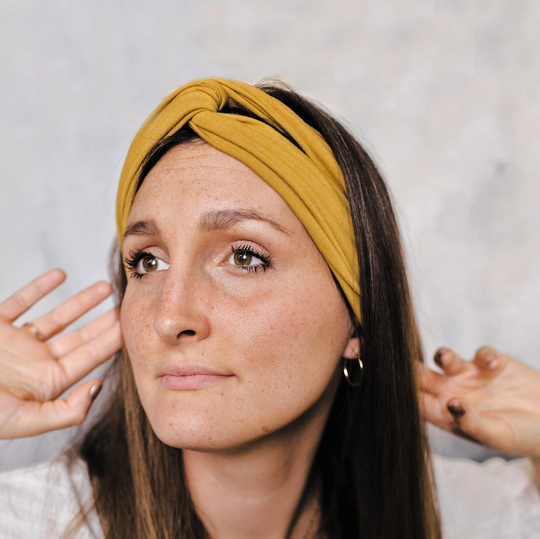Twist Turban Headbands For Women in Mustard Yellow, Boho Hippie Head Wrap, Summer Hair Fashion Accessory Festival Or Beach, Gift Her