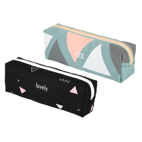 Large Capacity Pencil Case 2 Pack Pen Pouch Bag Stationery Organizer Black Green - Black, Green