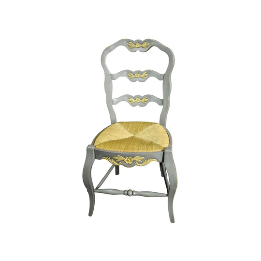 Country French Ladder Back Side Chair W/Rush Seat